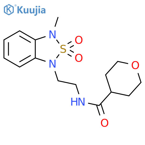 N-2-(3-methyl-2,2-dioxo-1,3-dihydro-2lambda6,1,3-benzothiadiazol-1-yl)ethyloxane-4-carboxamide structure
