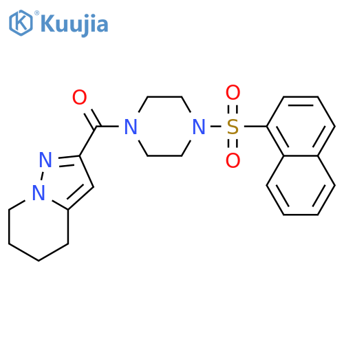 1-(naphthalene-1-sulfonyl)-4-{4H,5H,6H,7H-pyrazolo[1,5-a]pyridine-2-carbonyl}piperazine structure