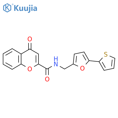 4-oxo-N-{5-(thiophen-2-yl)furan-2-ylmethyl}-4H-chromene-2-carboxamide structure