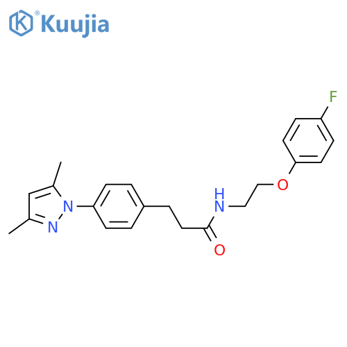3-[4-(3,5-dimethyl-1H-pyrazol-1-yl)phenyl]-N-[2-(4-fluorophenoxy)ethyl]propanamide structure
