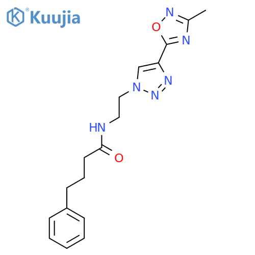 N-{2-[4-(3-methyl-1,2,4-oxadiazol-5-yl)-1H-1,2,3-triazol-1-yl]ethyl}-4-phenylbutanamide structure