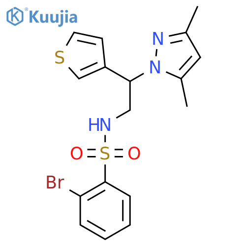2-bromo-N-[2-(3,5-dimethyl-1H-pyrazol-1-yl)-2-(thiophen-3-yl)ethyl]benzene-1-sulfonamide structure