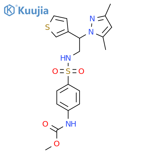 methyl N-(4-{[2-(3,5-dimethyl-1H-pyrazol-1-yl)-2-(thiophen-3-yl)ethyl]sulfamoyl}phenyl)carbamate structure