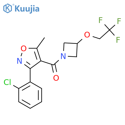 3-(2-chlorophenyl)-5-methyl-4-3-(2,2,2-trifluoroethoxy)azetidine-1-carbonyl-1,2-oxazole structure