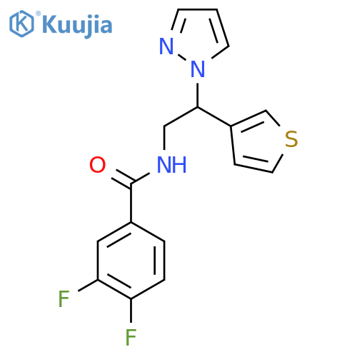 3,4-difluoro-N-[2-(1H-pyrazol-1-yl)-2-(thiophen-3-yl)ethyl]benzamide structure