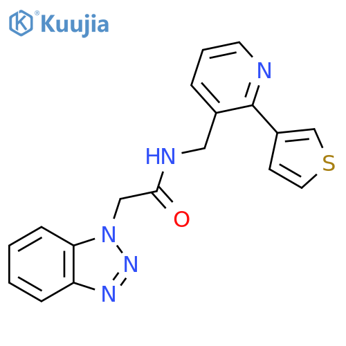 2-(1H-1,2,3-benzotriazol-1-yl)-N-{[2-(thiophen-3-yl)pyridin-3-yl]methyl}acetamide structure