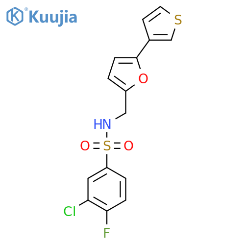 3-chloro-4-fluoro-N-{5-(thiophen-3-yl)furan-2-ylmethyl}benzene-1-sulfonamide structure