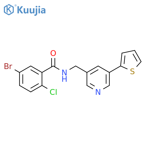 5-bromo-2-chloro-N-{[5-(thiophen-2-yl)pyridin-3-yl]methyl}benzamide structure