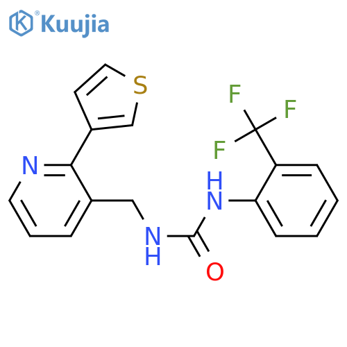 1-{[2-(thiophen-3-yl)pyridin-3-yl]methyl}-3-[2-(trifluoromethyl)phenyl]urea structure