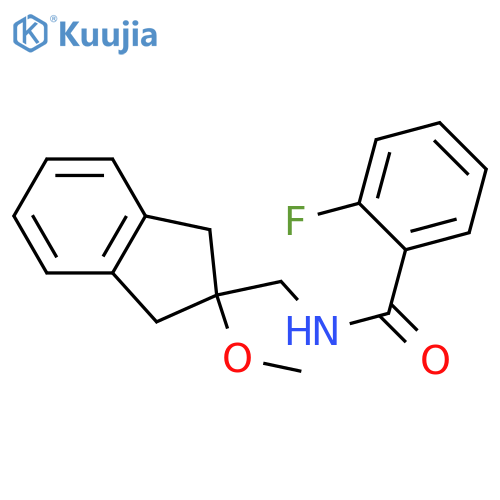 2-fluoro-N-[(2-methoxy-2,3-dihydro-1H-inden-2-yl)methyl]benzamide structure