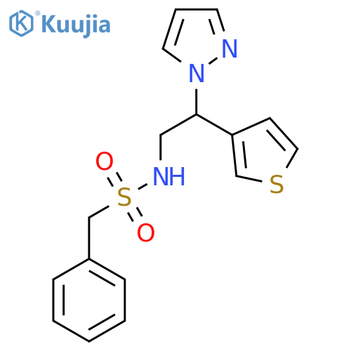 1-phenyl-N-[2-(1H-pyrazol-1-yl)-2-(thiophen-3-yl)ethyl]methanesulfonamide structure