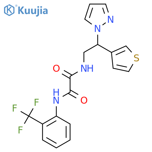 N-[2-(1H-pyrazol-1-yl)-2-(thiophen-3-yl)ethyl]-N'-[2-(trifluoromethyl)phenyl]ethanediamide structure