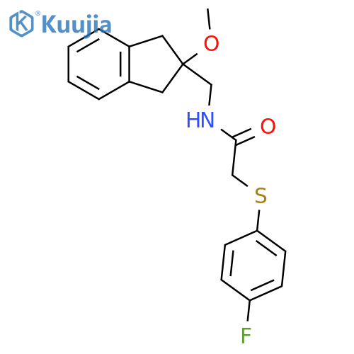 2-[(4-fluorophenyl)sulfanyl]-N-[(2-methoxy-2,3-dihydro-1H-inden-2-yl)methyl]acetamide structure