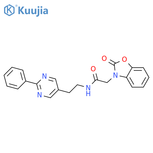 2-(2-oxo-2,3-dihydro-1,3-benzoxazol-3-yl)-N-[2-(2-phenylpyrimidin-5-yl)ethyl]acetamide structure