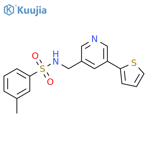 3-methyl-N-{[5-(thiophen-2-yl)pyridin-3-yl]methyl}benzene-1-sulfonamide structure