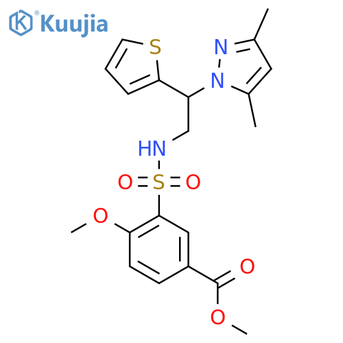 methyl 3-{[2-(3,5-dimethyl-1H-pyrazol-1-yl)-2-(thiophen-2-yl)ethyl]sulfamoyl}-4-methoxybenzoate structure