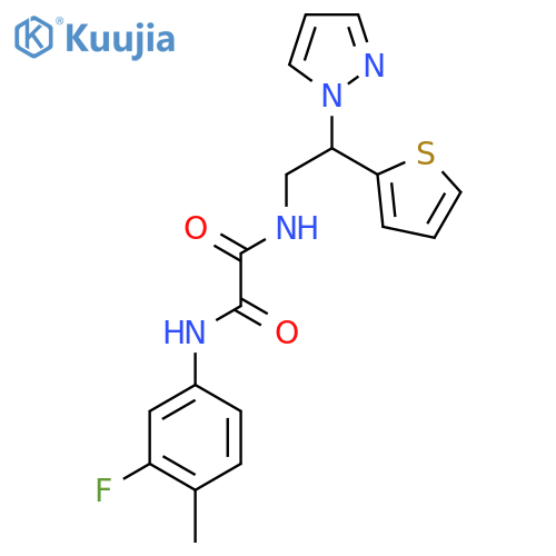 N'-(3-fluoro-4-methylphenyl)-N-2-(1H-pyrazol-1-yl)-2-(thiophen-2-yl)ethylethanediamide structure