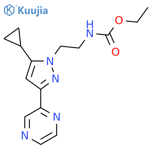ethyl N-{2-5-cyclopropyl-3-(pyrazin-2-yl)-1H-pyrazol-1-ylethyl}carbamate structure