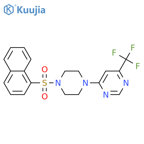 4-[4-(naphthalene-1-sulfonyl)piperazin-1-yl]-6-(trifluoromethyl)pyrimidine structure