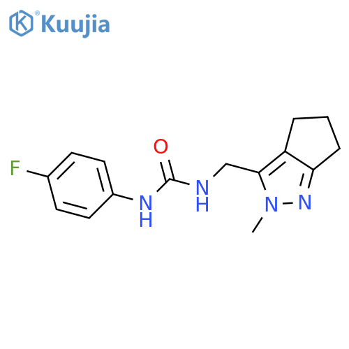 1-(4-fluorophenyl)-3-({2-methyl-2H,4H,5H,6H-cyclopenta[c]pyrazol-3-yl}methyl)urea structure