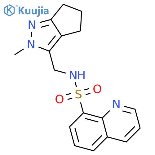 N-({2-methyl-2H,4H,5H,6H-cyclopenta[c]pyrazol-3-yl}methyl)quinoline-8-sulfonamide structure