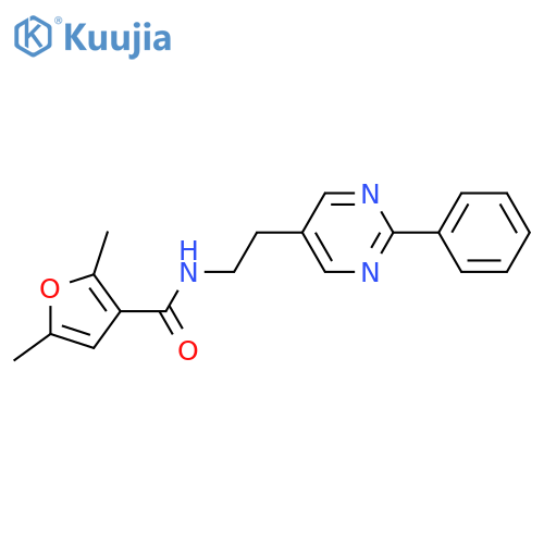 2,5-dimethyl-N-[2-(2-phenylpyrimidin-5-yl)ethyl]furan-3-carboxamide structure