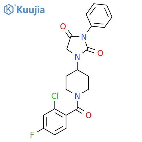 1-[1-(2-chloro-4-fluorobenzoyl)piperidin-4-yl]-3-phenylimidazolidine-2,4-dione structure