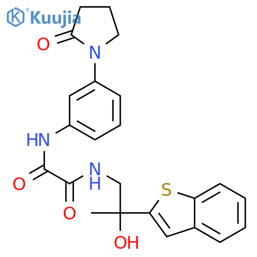 N-[2-(1-benzothiophen-2-yl)-2-hydroxypropyl]-N'-[3-(2-oxopyrrolidin-1-yl)phenyl]ethanediamide structure