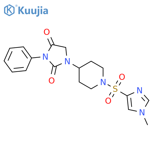 1-{1-[(1-methyl-1H-imidazol-4-yl)sulfonyl]piperidin-4-yl}-3-phenylimidazolidine-2,4-dione structure