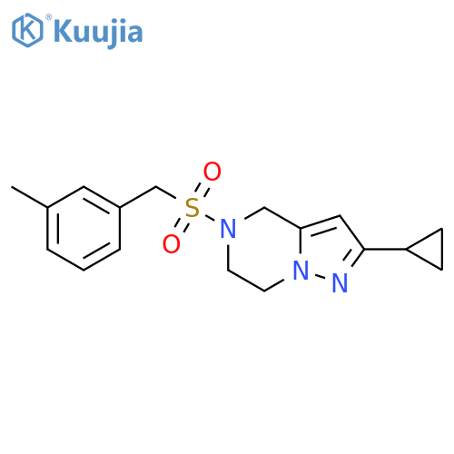 2-cyclopropyl-5-(3-methylphenyl)methanesulfonyl-4H,5H,6H,7H-pyrazolo1,5-apyrazine structure