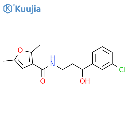 N-3-(3-chlorophenyl)-3-hydroxypropyl-2,5-dimethylfuran-3-carboxamide structure