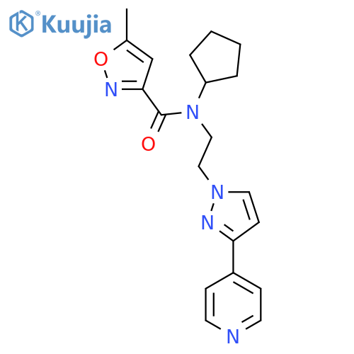 N-cyclopentyl-5-methyl-N-{2-3-(pyridin-4-yl)-1H-pyrazol-1-ylethyl}-1,2-oxazole-3-carboxamide structure