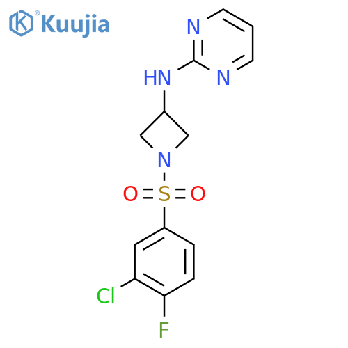 N-1-(3-chloro-4-fluorobenzenesulfonyl)azetidin-3-ylpyrimidin-2-amine structure