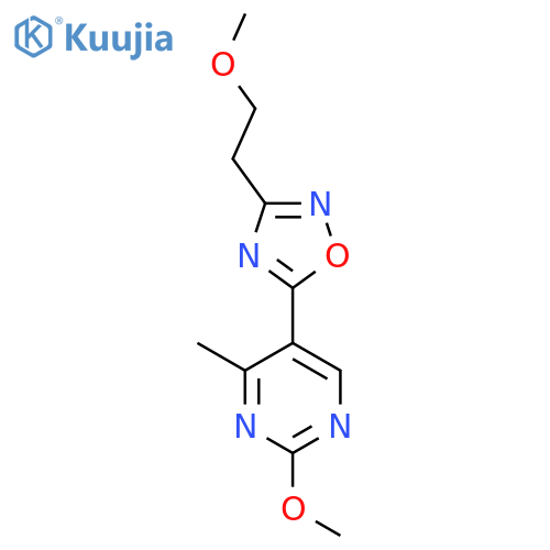 2-methoxy-5-[3-(2-methoxyethyl)-1,2,4-oxadiazol-5-yl]-4-methylpyrimidine structure