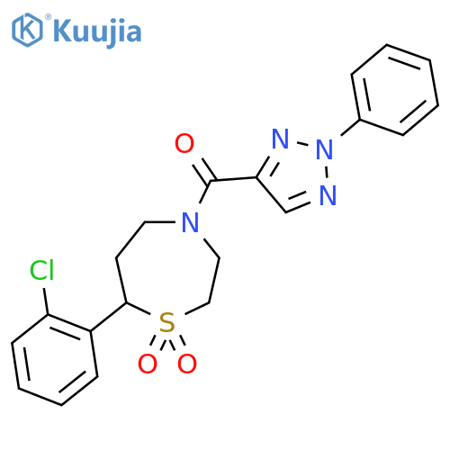 7-(2-chlorophenyl)-4-(2-phenyl-2H-1,2,3-triazole-4-carbonyl)-1lambda6,4-thiazepane-1,1-dione structure