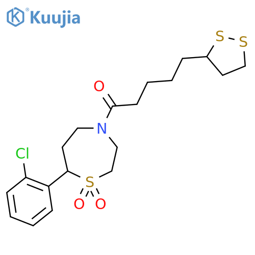 7-(2-chlorophenyl)-4-5-(1,2-dithiolan-3-yl)pentanoyl-1lambda6,4-thiazepane-1,1-dione structure
