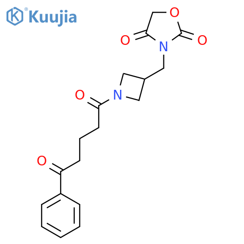 3-{1-(5-oxo-5-phenylpentanoyl)azetidin-3-ylmethyl}-1,3-oxazolidine-2,4-dione structure