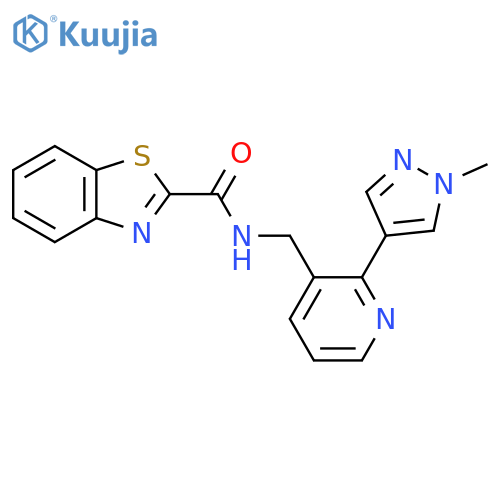 N-{[2-(1-methyl-1H-pyrazol-4-yl)pyridin-3-yl]methyl}-1,3-benzothiazole-2-carboxamide structure