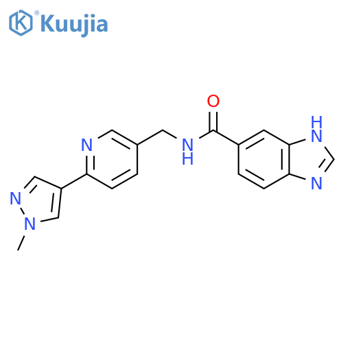 N-{6-(1-methyl-1H-pyrazol-4-yl)pyridin-3-ylmethyl}-1H-1,3-benzodiazole-5-carboxamide structure