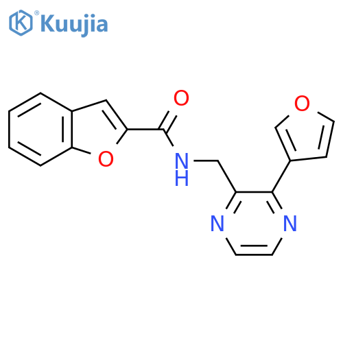 N-{3-(furan-3-yl)pyrazin-2-ylmethyl}-1-benzofuran-2-carboxamide structure