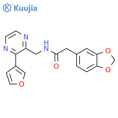 2-(2H-1,3-benzodioxol-5-yl)-N-{3-(furan-3-yl)pyrazin-2-ylmethyl}acetamide structure