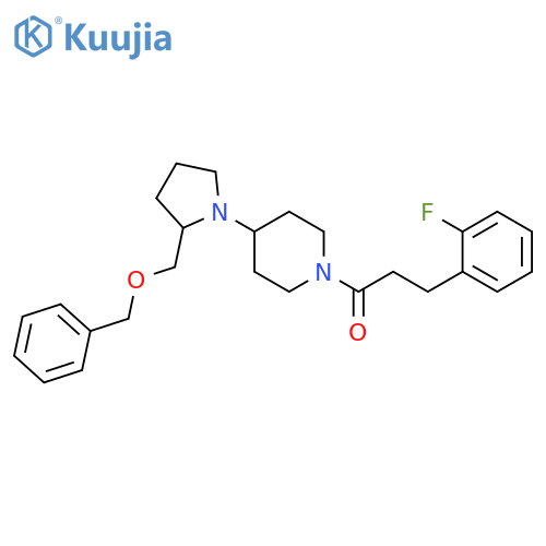 1-(4-{2-(benzyloxy)methylpyrrolidin-1-yl}piperidin-1-yl)-3-(2-fluorophenyl)propan-1-one structure