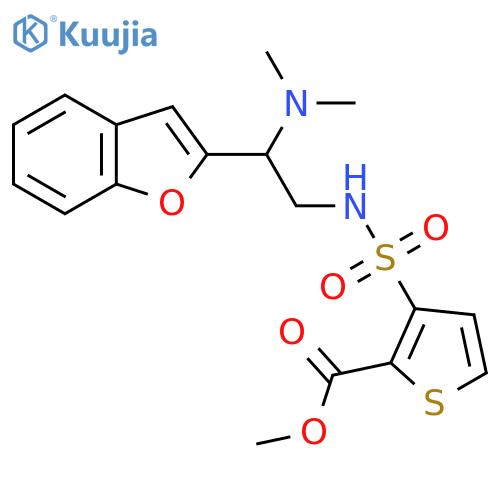 methyl 3-{2-(1-benzofuran-2-yl)-2-(dimethylamino)ethylsulfamoyl}thiophene-2-carboxylate structure