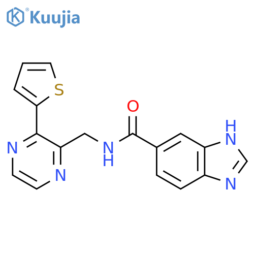 N-{3-(thiophen-2-yl)pyrazin-2-ylmethyl}-1H-1,3-benzodiazole-5-carboxamide structure