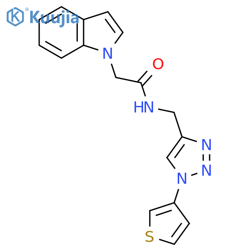 2-(1H-indol-1-yl)-N-{[1-(thiophen-3-yl)-1H-1,2,3-triazol-4-yl]methyl}acetamide structure
