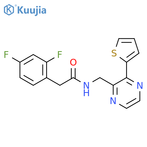 2-(2,4-difluorophenyl)-N-{3-(thiophen-2-yl)pyrazin-2-ylmethyl}acetamide structure