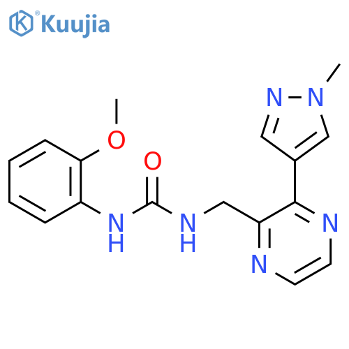 1-(2-methoxyphenyl)-3-{3-(1-methyl-1H-pyrazol-4-yl)pyrazin-2-ylmethyl}urea structure