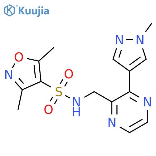 3,5-dimethyl-N-{3-(1-methyl-1H-pyrazol-4-yl)pyrazin-2-ylmethyl}-1,2-oxazole-4-sulfonamide structure