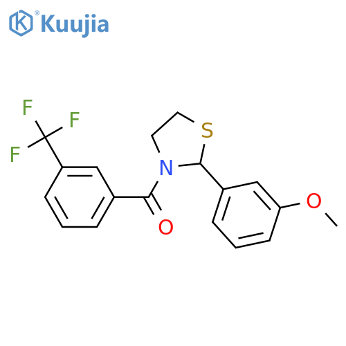[2-(3-methoxyphenyl)-1,3-thiazolidin-3-yl]-[3-(trifluoromethyl)phenyl]methanone structure