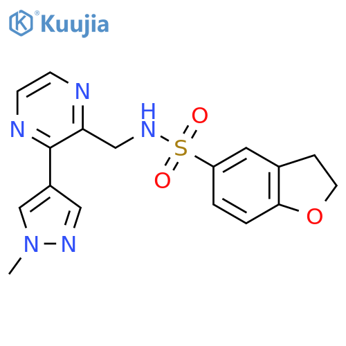 N-{3-(1-methyl-1H-pyrazol-4-yl)pyrazin-2-ylmethyl}-2,3-dihydro-1-benzofuran-5-sulfonamide structure